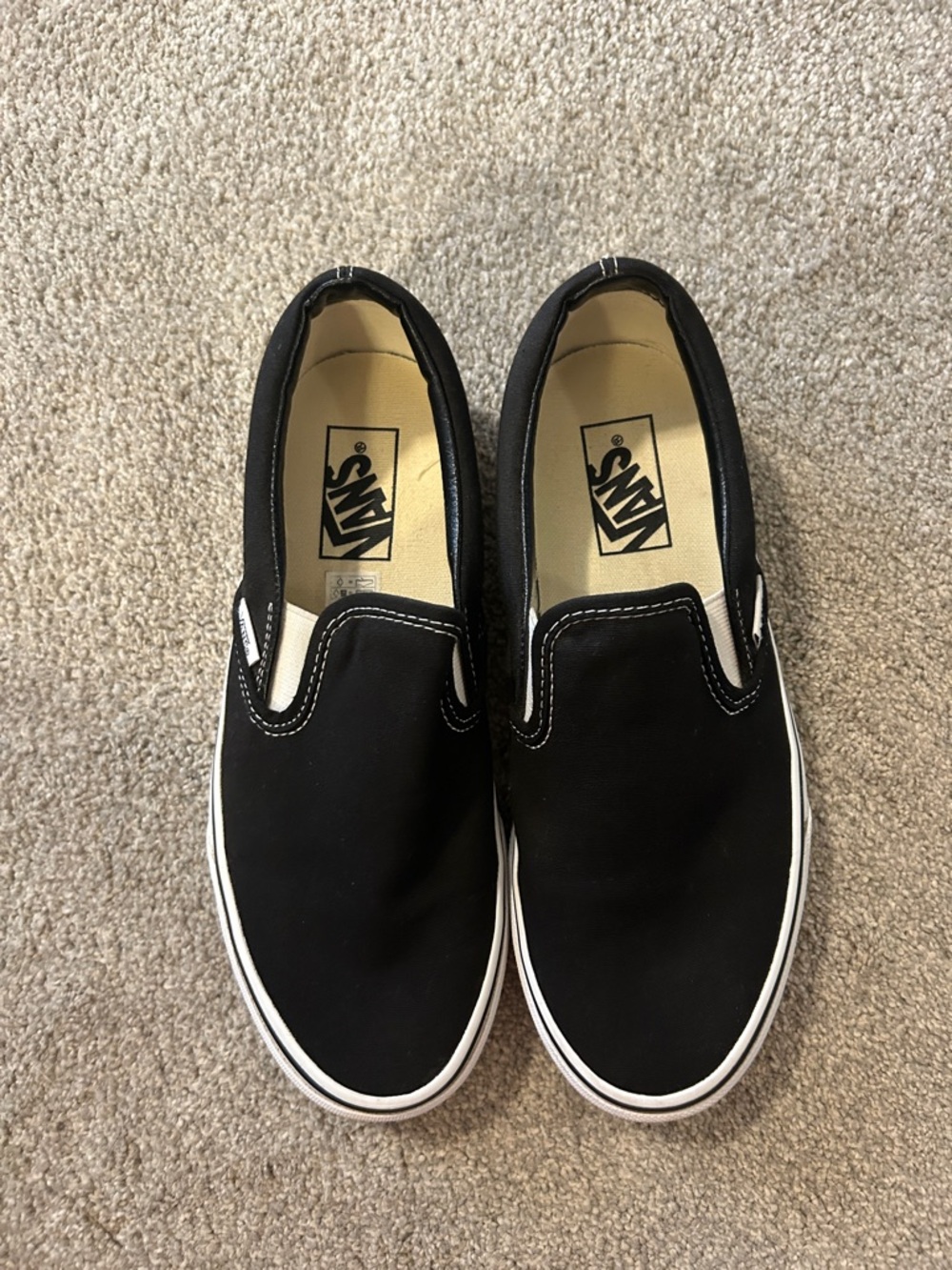 Vans Black and White Classic Slip-On Shoes